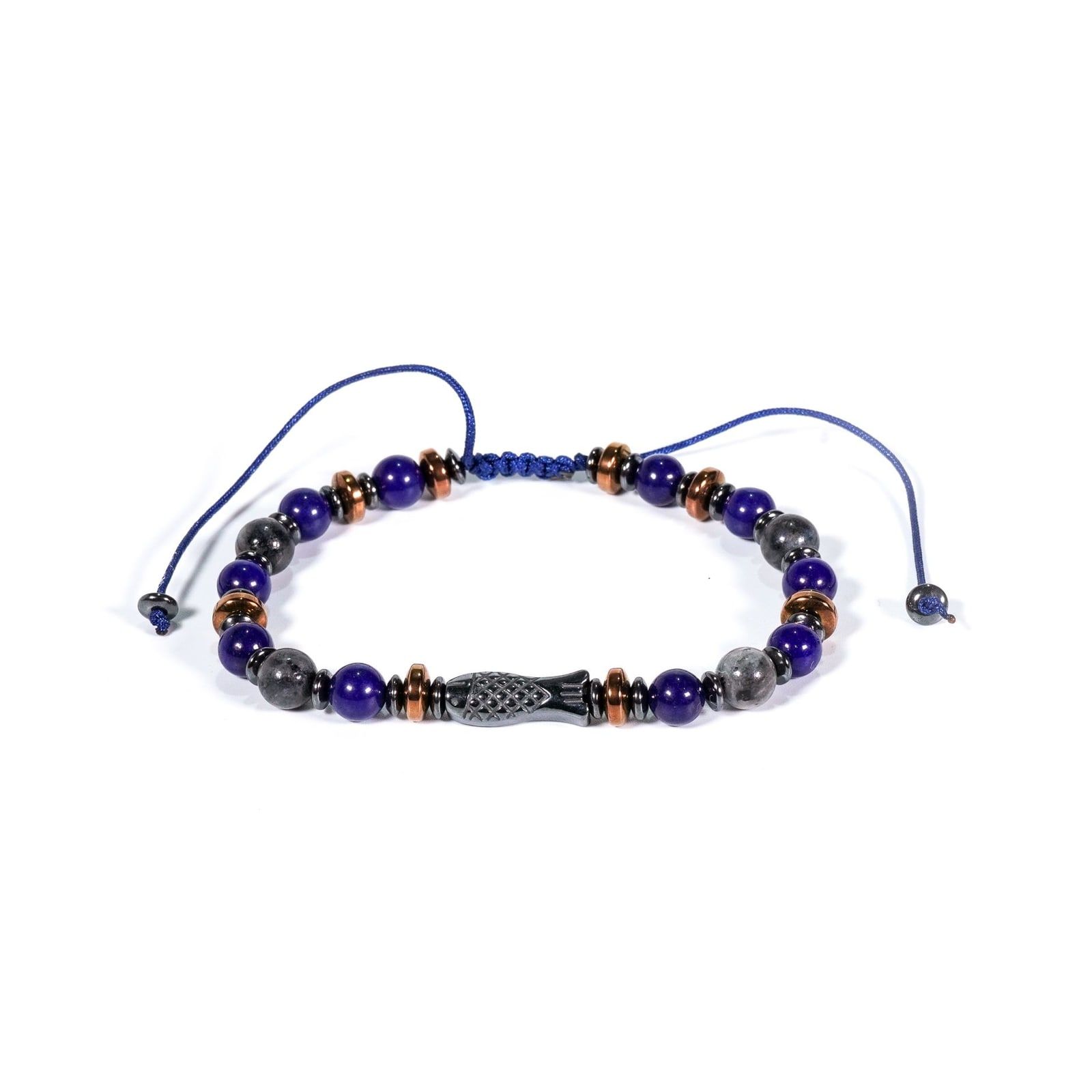 Pulsera Cuarzo azul y larvikita