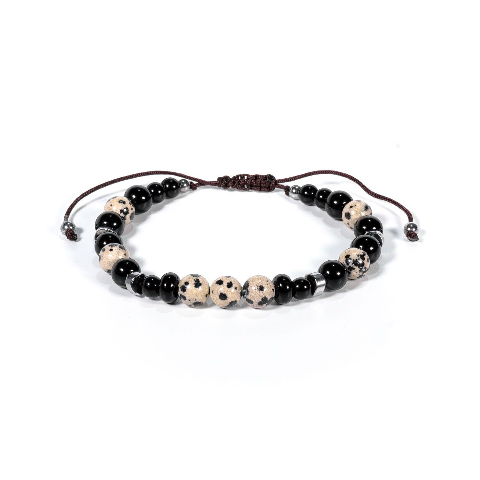 Pulsera Jaspe dálmata y ágata negra